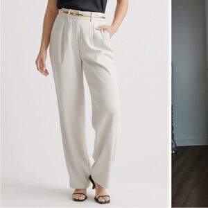 QUINCE Stretch crepe pleated wide leg pants